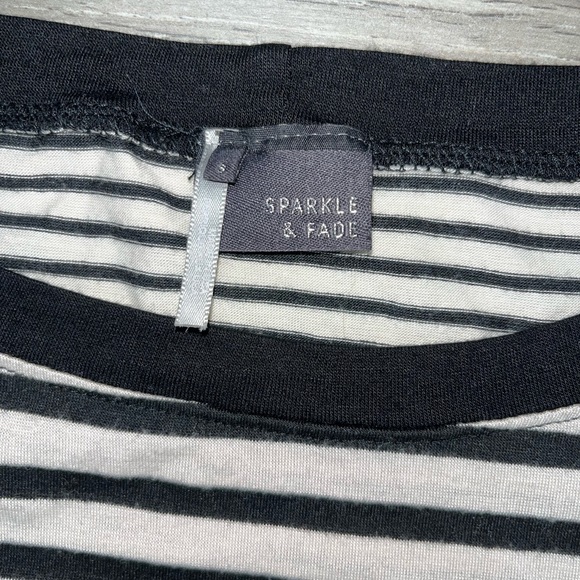 Sparkle & Fade Striped Elbow Sleeve Shirt Small Black Cream - Picture 3 of 13